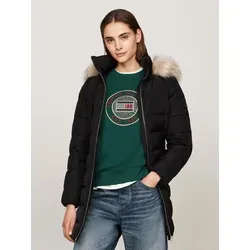 Damen Daunenmantel HERITAGE DOWN TYRA COAT WITH FUR S in schwarz von Tommy Hilfiger