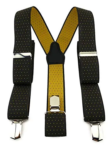 TigerTie Unisex Hosenträger in Y-Form mit 3 extra starken Clips - Farbe in dunkelbraun gold gepunktet - hochwertige Verarbeitung - Breite 35 mm