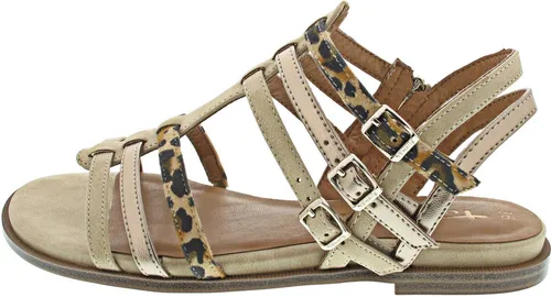 Tamaris Riemchensandale in Leo- und Metallicoptik - Wanderschuhe, stilvolle Sandalette aus Lederimitat und Textil, ideal für sommerliche Abenteuer und bequemes Tragen.