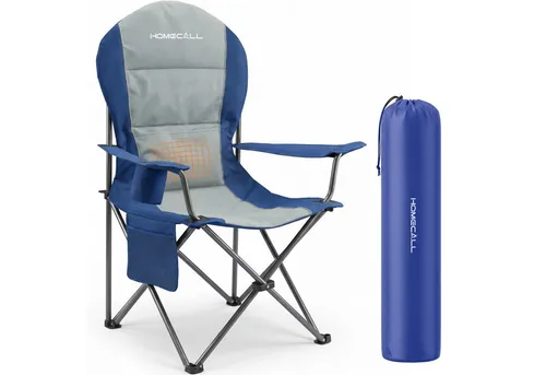 Homecall Campingstuhl Faltbar 150kg - Hochlehner mit Lendenwirbelstütze - Der Homecall Campingstuhl überzeugt mit 108 cm Rückenlehne und gepolsterter Sitzfläche für höchsten Komfort. Ideal für Garten, Picknick und Camping, belastbar bis 150 kg und schnell auf- und abzubauen. Kompakt und leicht zu transportieren!