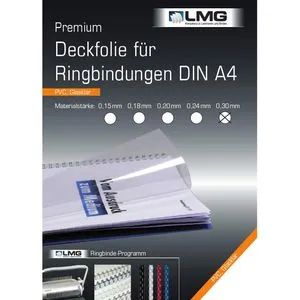 LMG Bindefolien UMT030TA Premium A4, 0,30 mm, klar-transparent, PVC, 100 Stück
