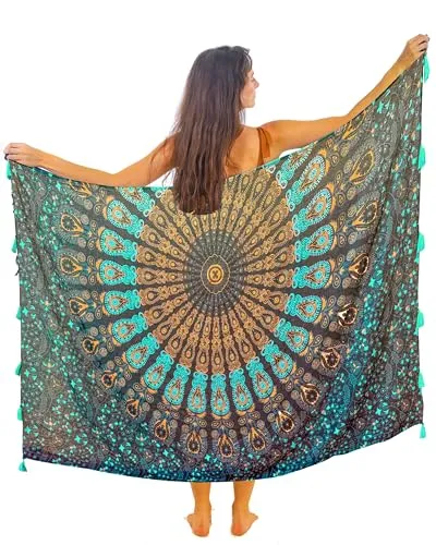 Wickelrock, Boho-Chic-Pareo, Mandala-Pareo, Bikini-Cover-Up, Strandkleid, Einheitsgröße