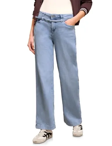 Street One Studio Wide Leg Jeans Light Blue Wash 33