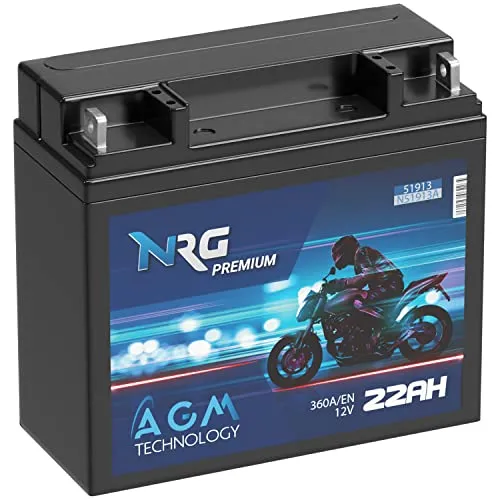 Produktbild NRG Premium 51913 AGM Motorradbatterie 22Ah 12V 360A/EN Batterie 519013017 ABS G19 auslaufsicher wartungsfrei ersetzt 19Ah 20Ah 21Ah