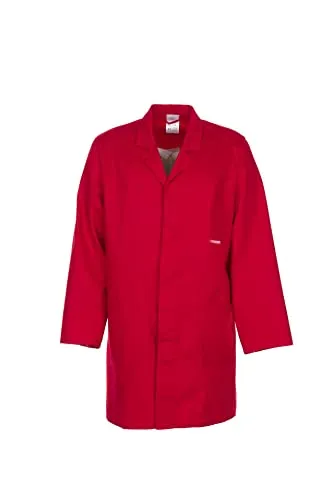 Berufsmantel 0136 mittelrot, Größe 48 - Arbeits- & Schutzkleidung, aus 100 % Baumwolle gefertigt, bietet Komfort und Vielseitigkeit mit 4 praktischen Taschen für alle Branchen.