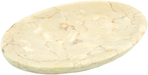 GURU SHOP Marmor Seifenschale, Zen Schale Für den Waschtisch - Creme, 1x16x10 cm