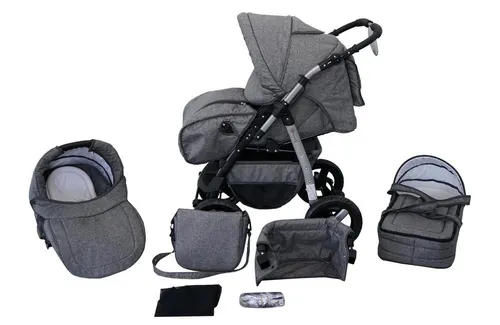 Clamaro Kombi-Kinderwagen, Kombikinderwagen Milo, Baby, Buggy, 3in1 Set mit Babyschale 0-13Kg für Isofix