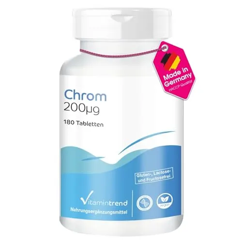 Chrom 200mcg - Chrompicolinat - 180 Tabletten - ! FÜR 6 MONATE ! - vegan - hochdosiert | Vitamintrend®