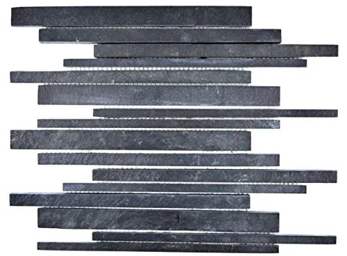 Schiefer Mosaik Fliese Naturstein Stäbchen Wandverkleidung Wandverblender Küche schwarz anthrazit - MOS34-0225