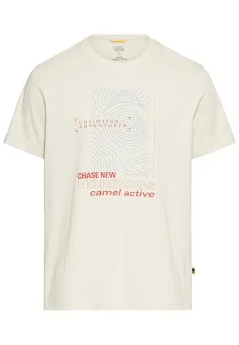 camel active Herren T-Shirt aus Organic Cotton Beige, menswear-3XL
