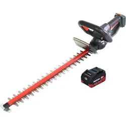 Metabo HS 18 LTX 45 Akku Heckenschere 18 V - Leise und leistungsstark - Heckenscheren für kraftschonendes Trimmen, mit lasergeschnittenen Messern für saubere Schnitte und einem ergonomischen Softgrip für angenehmes Arbeiten.