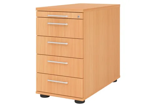 bümö Container office Standcontainer - mit 4 Schubladen Dekor: Buche mit Relinggriff (Kunststoff)