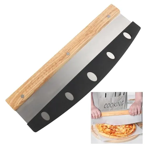 Premium Pizzamesser Mit 32 Cm Klinge, Hochwertiger Edelstahl Pizzaschneider Mit Ergonomischem Holzgriff, Robust Und Vielseitig, Für Pizza Pizza Zubehör Profi, Das Unverzichtbare Küchenwerkzeug