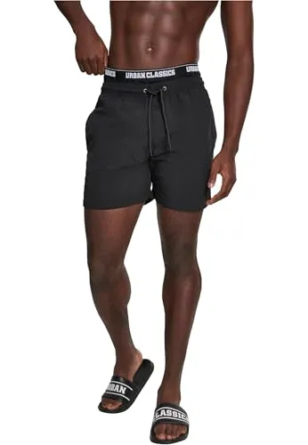 Urban Classics Herren Shorts Two in One Swim - Schwarz Blk/Wht 00703, XL - Badeshorts für Herren mit integrierter Boxershorts, elastischem Bund und praktischen Hosentaschen - ideal für Schwimmen und Sport, perfekt für aktive Männer!