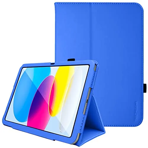 TECHGEAR Leder hülle für Apple iPad 11. / 10. Generation, iPad (A16) 11 2025/10,9 Zoll 2022, PU-Leder, Slim Folio Smart hülle mit Ständer, Handschlaufe & Ruhezustand/Aufwachen [Blau]
