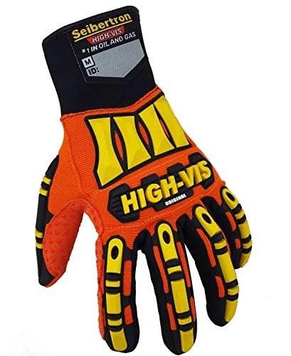 Seibertron Hoch/HIGH Vis Impact Safety Mechaniker Schutz Builders Handschuhe Glove, Aufprallschutz und robuste Arbeitshandschuhe Montagehandschuhe (abriebbestandig, rutschfest, waschbar) (S)