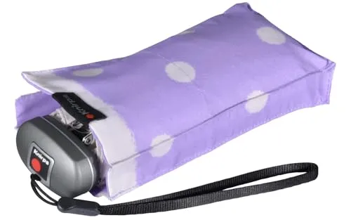 Knirps mini Taschenschirm Travel Dot Art - lavender - Taschenschirm für Damen mit stilvollem Punkte-Muster, leicht und robust, ideal für unterwegs. Mit nur 225 g und 93 cm Dachdurchmesser bietet er besten Schutz und Stabilität.