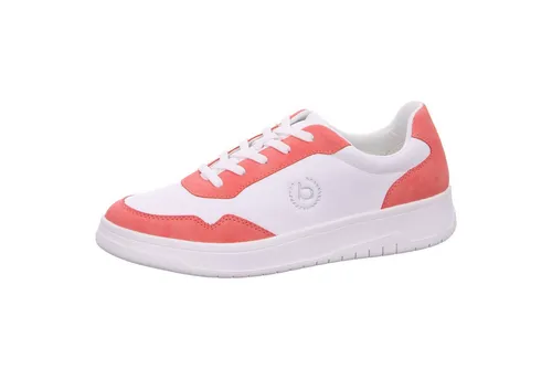 Bugatti Woman Damen Sneaker Weiß, Größe 38 - Stylisch & Bequem - Modischer Schnürhalbschuh aus glattem Kunstleder mit roten Akzenten. Die weiche textile Decksohle sorgt für hohen Tragekomfort. Ideal für Freizeit und Alltag!