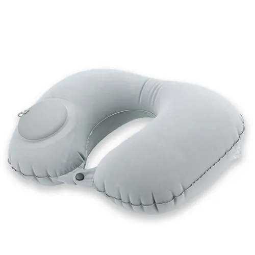 Aufblasbares Nackenkissen Nackenhörnchen Druckknopf Verschluss ergonomische Form