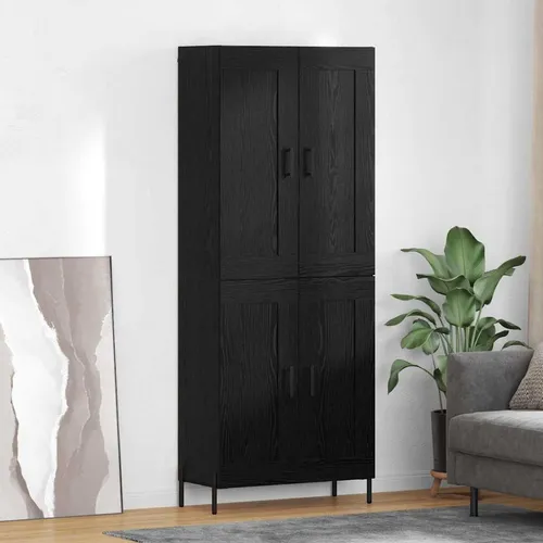 vidaXL Highboard 2 pcs Schwarz Eichen-Optik - Moderne Kommode für Wohnzimmer und Esszimmer, kombiniert elegantes Design mit praktischem Stauraum. Ideal für die Aufbewahrung von Geschirr und Deko in stilvollem Holzwerkstoff.