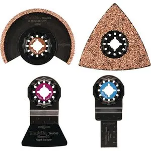 Makita Multifunktionswerkzeug-Zubehör B-67496 - 4-teiliges Fliesen-Set, Starlock-System für schnellen Blattwechsel und vielseitigen Einsatz in Holz, Kunststoff und Metall