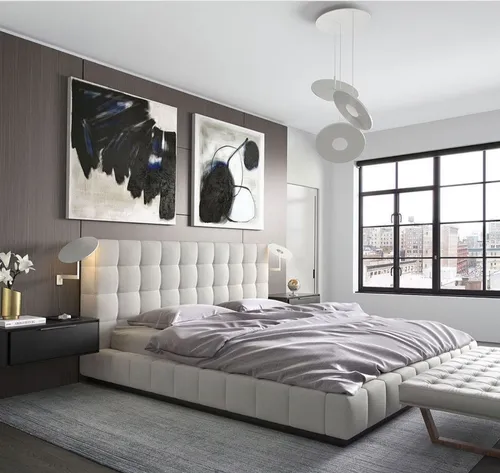 Modernes Luxus Doppelbett mit Lederbezug