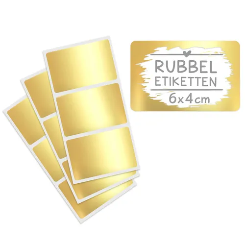 Rubbelaufkleber Gold glänzend 6x4 cm - Gold metallic Rubbeletikett Scratch Of 50