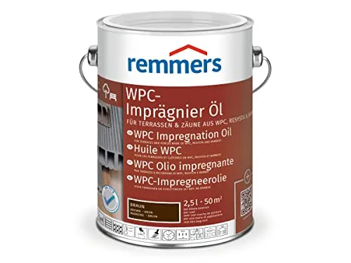 Remmers WPC-Imprägnier-Öl braun, 2,5 Liter - Holzöle – Optimales WPC Öl für Terrassen, Zäune und Gartenmöbel, wasser- und schmutzabweisend, ideal für innen und außen, einfache Anwendung mit Pinsel oder Tuch.