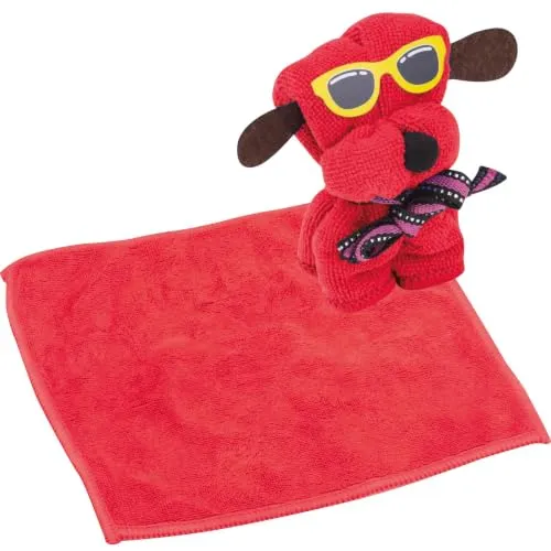 Livepac-Office Cartoon Mikrofasertuch/Reinigungstuch in origineller Hundeform/Farbe: rot