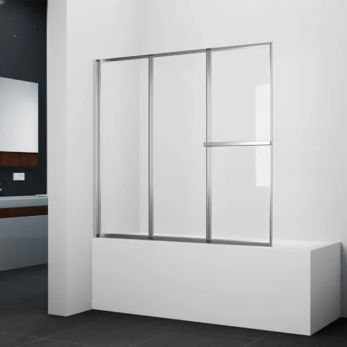 Marwell Badewannenfaltwand Silver Vital Chrom - Duschwand 3-flügelig aus 4 mm Sicherheitsglas, schützt optimal vor Spritzwasser und bietet einen praktischen Handtuchhalter für mehr Komfort im Badezimmer.