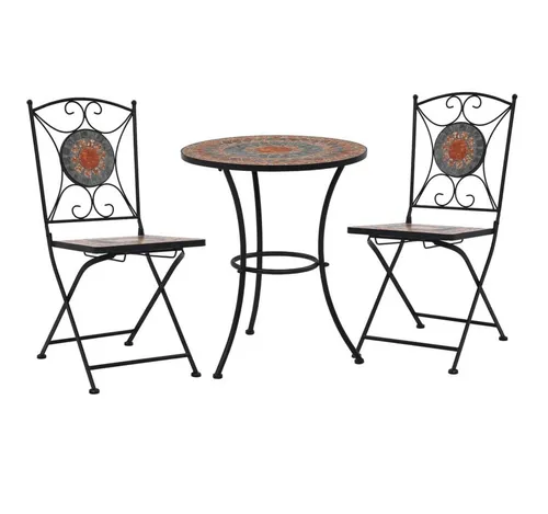 vidaXL 3-tlg. Bistro-Set Mosaik Keramik Orange/Grau in orange von vidaXL