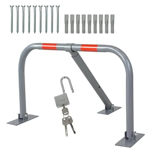 Grafner Klappbare Parkplatzsperre mit Schloss und 3 Schlüsseln - Parkplatzsperren: Robuste Stahlrohrkonstruktion mit Pulverbeschichtung, die sich schnell umlegen lässt und gleichzeitig Sicherheit für Ihren Parkplatz bietet.