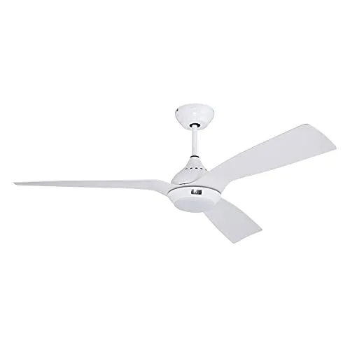 reiga Deckenventilator mit LED Beleuchtung und Fernbedienung 132 cm Weiß, DC-Motor Leise, 6 Geschwindigkeiten, 3 Farbtemperaturen, für Innen- und Außenbereich