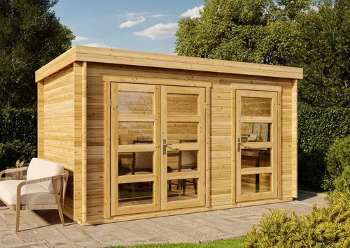Alpholz Gartenhaus Holz Paloma Grande - Gartenhaus aus naturbelassenem Holz mit 28mm Wandstärke und inkl. robustem Fußboden, ideal für Gartenliebhaber und als zusätzlicher Stauraum.