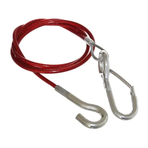 Anhänger Abreißseil mit Haken Notbremsseil 1m ROT Stahlseil AHK Fangseil Bremse Neu Old-Harvest 1