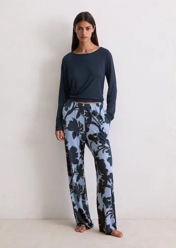 Marc O'Polo Loungehose blau S - Stoffhose in sanftem Blau mit dunkelblauem Print, aus hochwertigem Modal-Elasthan-Mix für optimalen Tragekomfort und lässigen Stil.