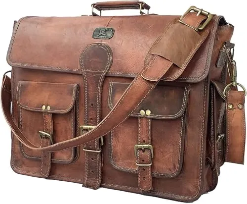 DHK 45,7 cm handgemachte vintage Leder Messenger-Tasche für Laptop Aktentasche Best Computer, Schule Distressed Tasche