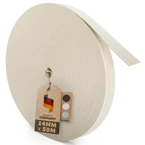 MEISTERBAU Rolladengurt 50m 14mm - Extrem Reißfest & UV-Stabil - Fenstersicherungen: Hochwertiger Rolladengurt Made in Germany, ideal für schwere Rollläden, einfach zuschneidbar und mit starkem Grip für optimale Handhabung.