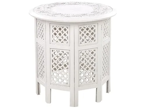 BELIANI Beistelltisch Altweiß aus Mangoholz 53 cm Rund in weiß von Beliani