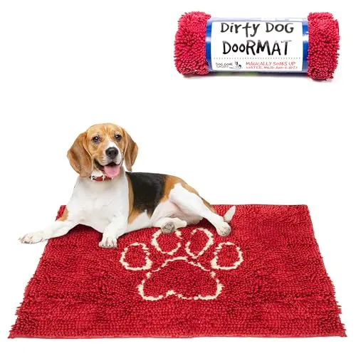 Dog Gone Smart Dirty Dog Fußmatte – schnell trocknender Teppich mit super griffiger Rückseite für saubere Böden – super saugfähige und maschinenwaschbare Matte für schlammige Pfoten – Kastanienbraun