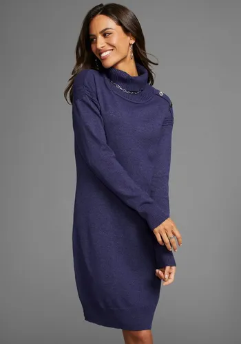 Laura Scott Strickkleid mit Rollkragen und Zierknöpfen in lila von Laura Scott
