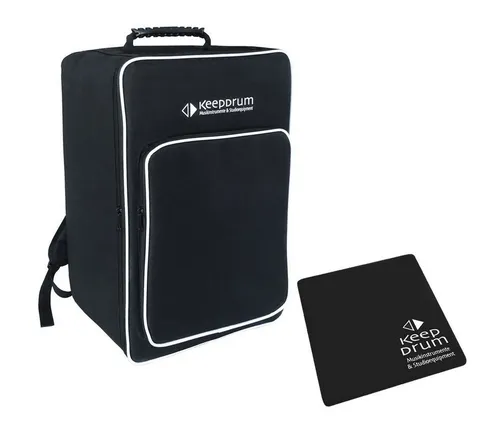keepdrum Cajon Rucksack-Tasche mit Sitzpad - Praktische Rucksack-Tasche für Cajons, passend für gängige Modelle. Mit bequemen, gepolsterten Schultergurten und wasserabweisendem Material. Inklusive robustem Sitzpad für optimalen Komfort beim Spielen.