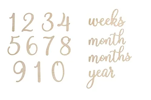Pearhead Wooden Milestone Numbers & Words, Baby Announcement Cards, Milestone Marker Keepsakes, Pregnancy Milestone Markers, Wooden Photo Props for Pregnancy and Baby