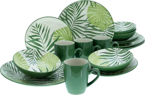 CreaTable 25858 TROPICANA Geschirrset 16 tlg. in Grün in grün von CreaTable