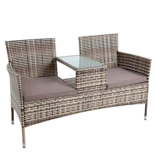 ESTEXO Polyrattan 2-Sitzer Gartenbank - Elegante und wetterfeste Polyrattan-Sitzbank für den Garten oder Balkon, bietet bequemen Platz für zwei Personen und ist ideal für entspannte Stunden im Freien.