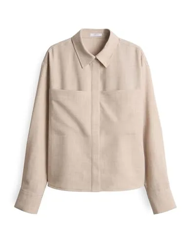 OPUS Damen Langarmbluse FELANGE Boxy in Macadamia, Größe 42 - Moderne Boxy-Hemdbluse aus hochwertiger Twillstruktur. Vielseitig kombinierbar und ideal für jeden Anlass. Langlebiges Material für angenehmen Tragekomfort.