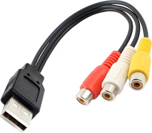 D43 USB 2.0 auf 3× RCA AV Kabel – 30 cm Audio Video Adapter für TV & Set-Top-Box