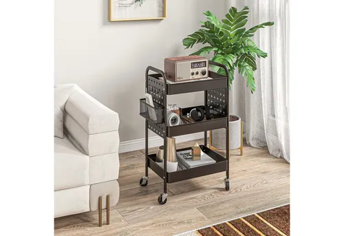 HOMCOM Servierwagen mit 3 Etagen und Hängekörben in schwarz von HOMCOM