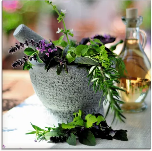 ARTland Wanddeko Glasbilder - Stillleben mit Kräutern und Gewürzen - Poster & Kunstdrucke: Hochwertiges Glasbild aus 4 mm Floatglas, UV-beständig, geruchslos und direkt aufhängbar – ideal für jeden Raum.