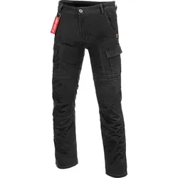 Büse Fargo Textilhose schwarz Herren 50 - Motorradhose mit coolem Cargodesign, ausgestattet mit höhenverstellbaren Knie- und Hüftprotektoren für optimale Sicherheit und Komfort.